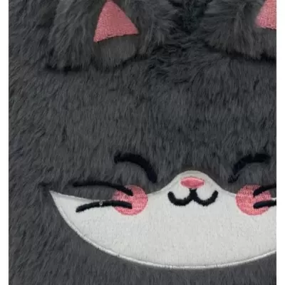 Caderno Liso Mr. Wonderful A5 em Peluche - Gato