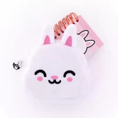 Porta-moedas com porta-chaves e mini caderno - Coelho