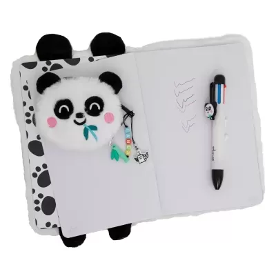 Conjunto de caderno A5 + porta-moedas + caneta apagável - Panda