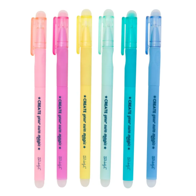 Kit de 6 canetas de cores de apagar - Create your own magic