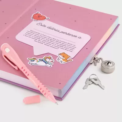 Diário pessoal + Caneta com tinta normal e invisível - Shhhh… não responda a ninguém