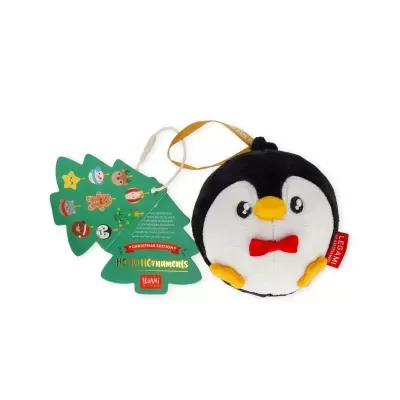 Ornamento de peluche pinguim com etiqueta Natal