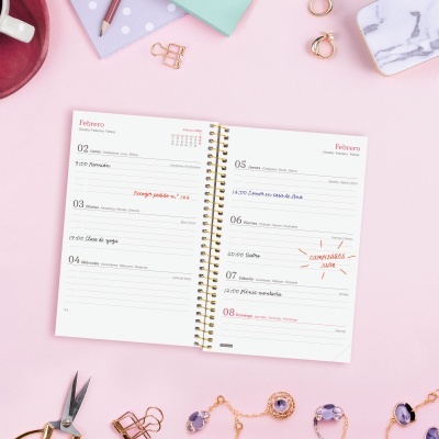 Agenda Semanal 12 meses Espiral 2026 Goldy