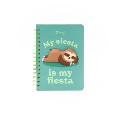 Caderno A5 3D squishy preguiça - My siesta is my fiesta