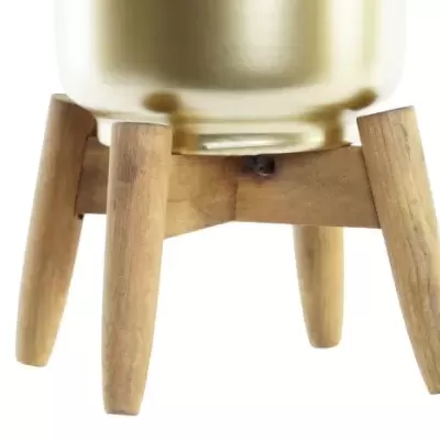 Floreiro Metal Madeira 18,5x18,5x22 Dourado