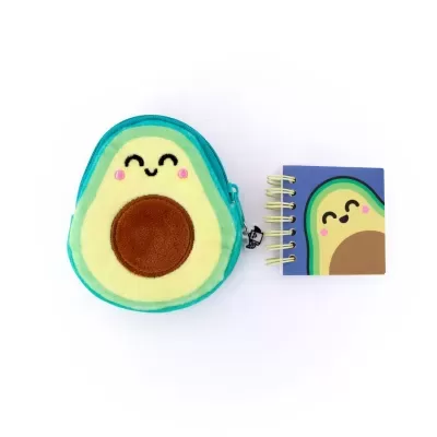 Porta-moedas com porta-chaves e mini caderno - Abacate