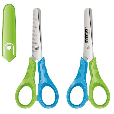 Tesoura escolar 13cm redonda com capa protetora ARDA Safe