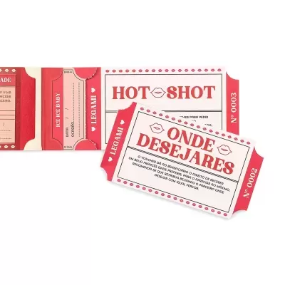 Vales em papel vermelho e branco com texto em português