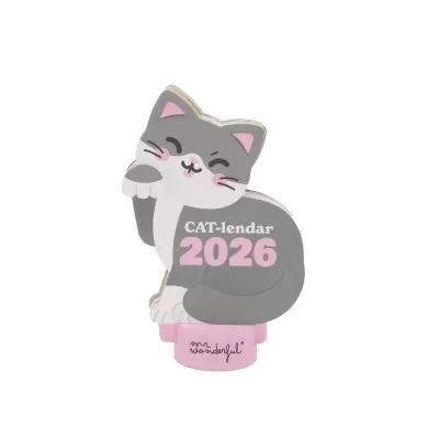 Calendário 2026 Suporte - Gato Cinza