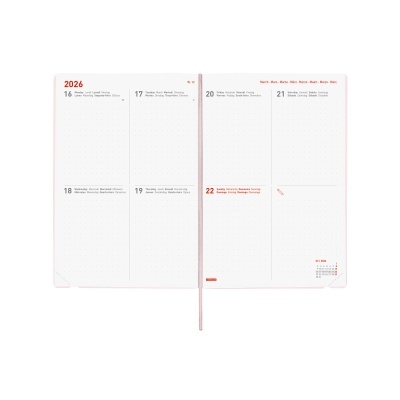 Agenda Semanal Pontilhada 16 Meses 2025/2026 Rosa