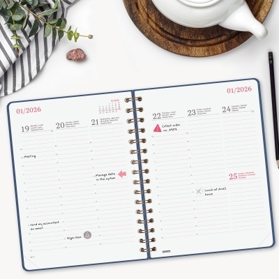 Agenda 2026 Semanal 12 meses Azul