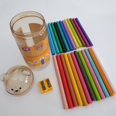 Conjunto De 24 Lápis Com Afia Duplo Teddy Friends Legami