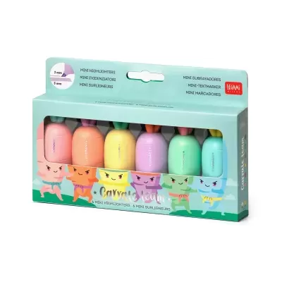 Conjunto de 6 Mini Marcadores Cor Pastel- Cenouras Legami