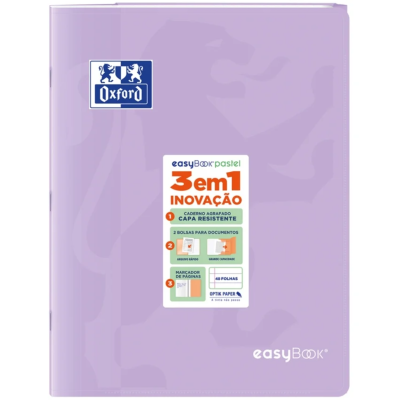 CADERNO A4 CAPA PLÁSTICA PAUTADO OXFORD EASYBOOK 3 EM 1 PASTEL