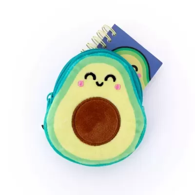 Porta-moedas com porta-chaves e mini caderno - Abacate