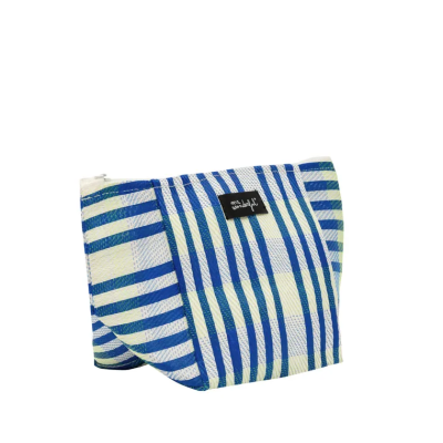 Necéssaire de praia às riscas ? Azul e branco