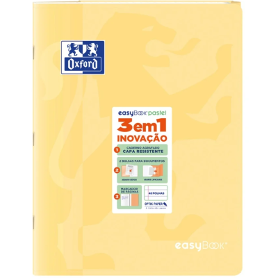 CADERNO A4 CAPA PLÁSTICA PAUTADO OXFORD EASYBOOK 3 EM 1 PASTEL