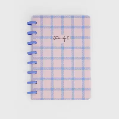 Caderno A5 Mr Wonderful Xadrez Azul e Rosa