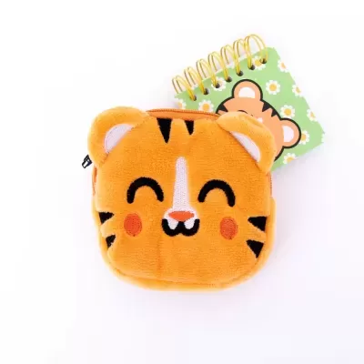 Porta-moedas com porta-chaves e mini caderno - Tigre