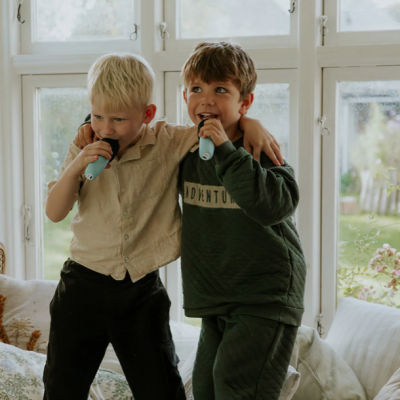 2 Microfones e Coluna Azul com LED | Lalarma 2 Microfones e Coluna Azul com LED | Lalarma