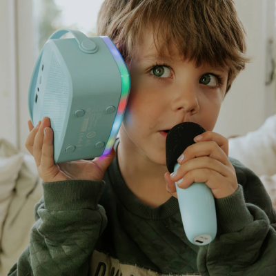 2 Microfones e Coluna Azul com LED | Lalarma 2 Microfones e Coluna Azul com LED | Lalarma