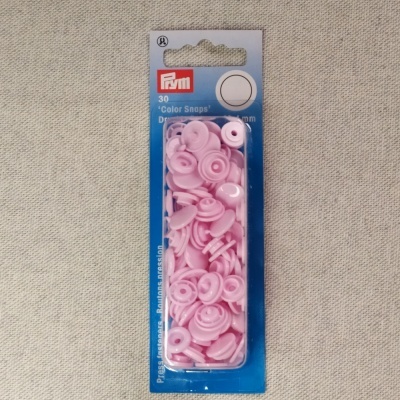 Pacote azul com botões de pressão plásticos cor de rosa da marca Prym