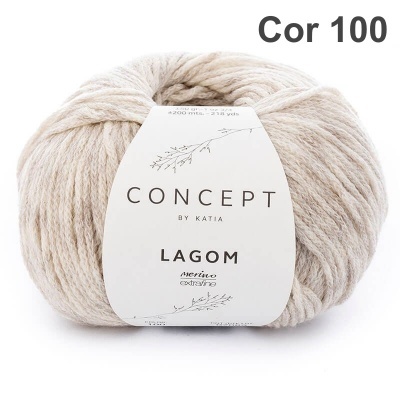 Novelo de lã bege claro com etiqueta branca Concept Lagom