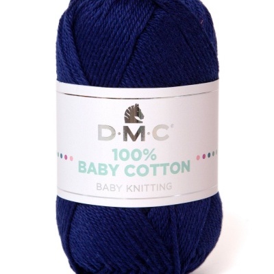 Novelo de lã azul escuro D.M.C 100% Baby Cotton para tricô