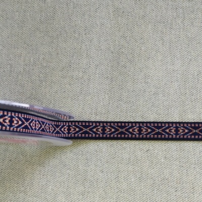 Fita têxtil azul escuro e rosa com padrão geométrico