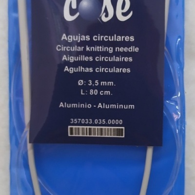 Agulhas circulares de alumínio brancas em embalagem azul