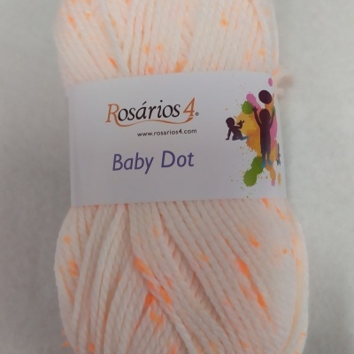 Novelo de lã Rosários 4 Baby Dot cor 3 branco com pontos laranja