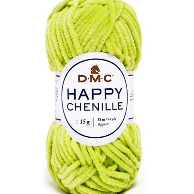 Skein de fio chenille verde claro DMC Happy Chenille com etiqueta