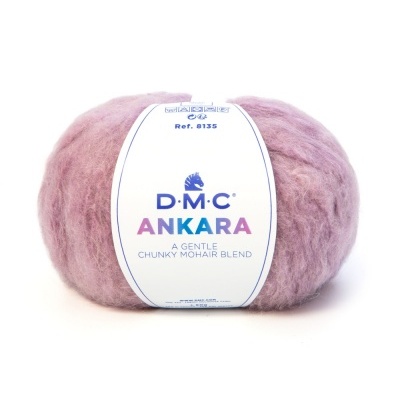 Novelo de lã rosa claro D.M.C. Ankara com etiqueta informativa