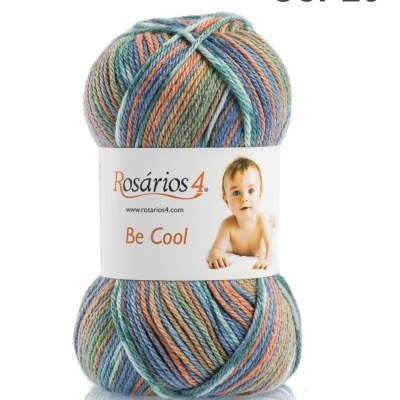 Novelo de lã multicolorida com etiqueta e texto Cor 20