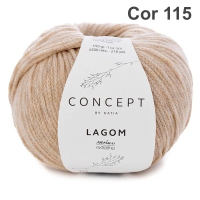 Novelo de lã bege claro CONCEPT by KATIA LAGOM merino extrafino cor 115