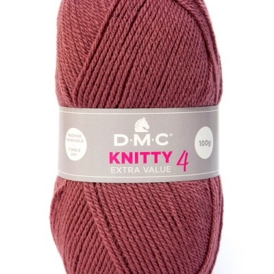 Novelo de lã rosa escuro com rótulo branco D.M.C KNITTY 4 EXTRA VALUE 100g.