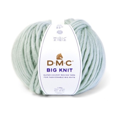 Novelo de lã grosso verde claro DMC Big Knit cor 106 com etiqueta branca