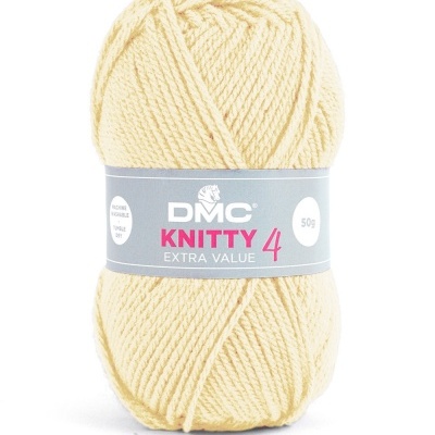 Novelo de lã creme DMC Knitty 4 Cor 993 com etiqueta cinza