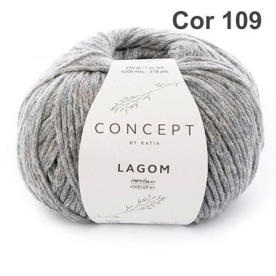 novelo de lã cinzento com etiqueta branca Concept by Katia Lagom cor 109