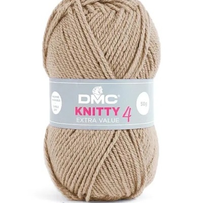 Novelo de lã DMC KNITTY 4 cor bege 964 com etiqueta cinza