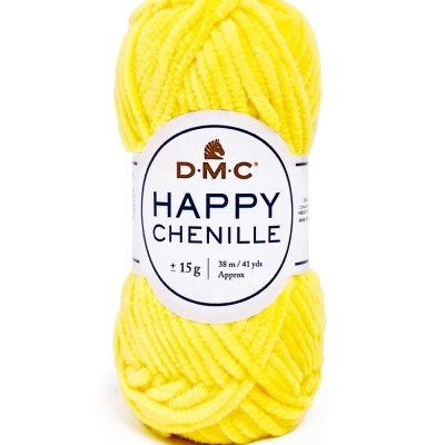 Novelo de lã amarela D.M.C. Happy Chenille cor 25