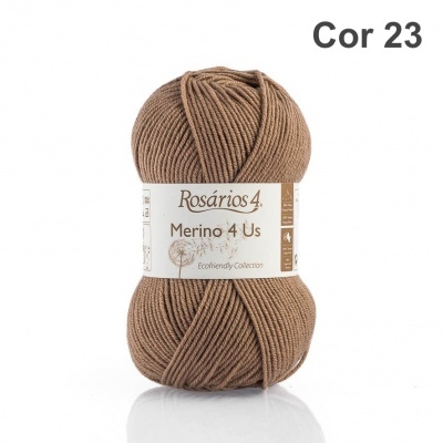 Novelo de lã castanha Rosários 4 Merino 4 Us Cor 23