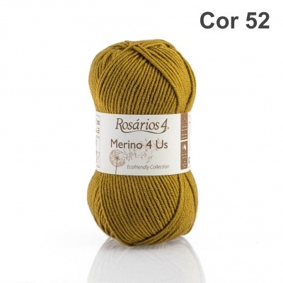 Novelo de lã grossa cor mostarda Rosários 4 Merino 4 Us