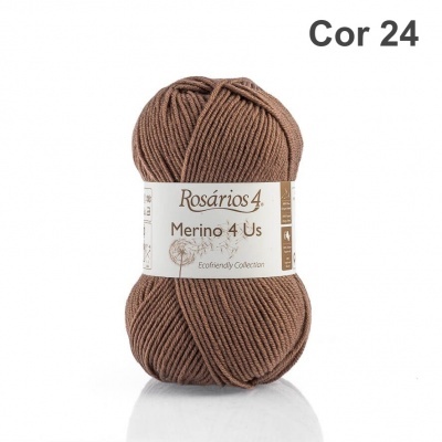 Novelo de lã castanho Rosários 4 Merino 4 Us cor 24