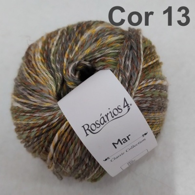 Novelo de lã multicolorida Rosários 4 Mar Cor 13 sobre fundo branco
