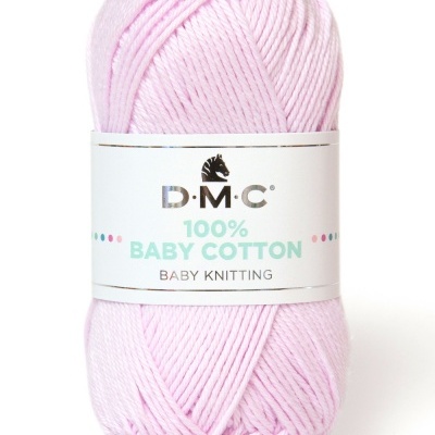 Novelo de lã cor-de-rosa 100% algodão para bebés com rótulo D.M.C.