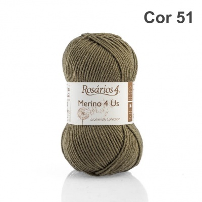 Novelo de lã merino castanha com etiqueta branca