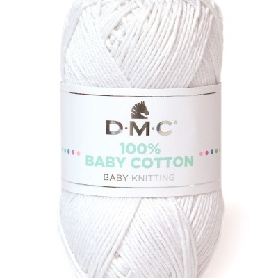 Novelo de fio branco para tricô com etiqueta D.M.C 100% Baby Cotton