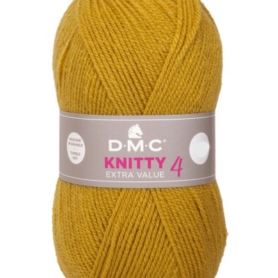 Novelo de lã mostarda DMC Knitty 4 Extra Value cor 666