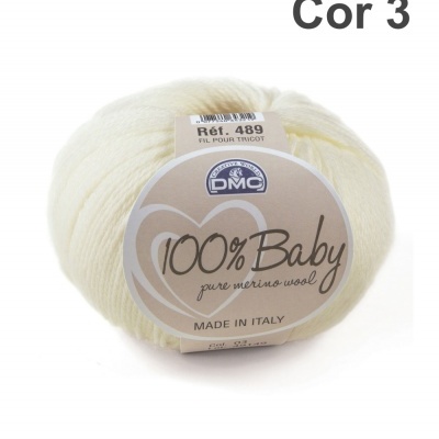 Rolo de lã creme clara DMC 100% Baby merino wool com etiqueta
